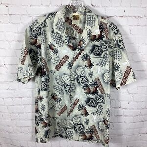 Vintage Hawaiian‎ Shirt Winnie Fashion Turtles Pineapples Made in Hawaii Large
